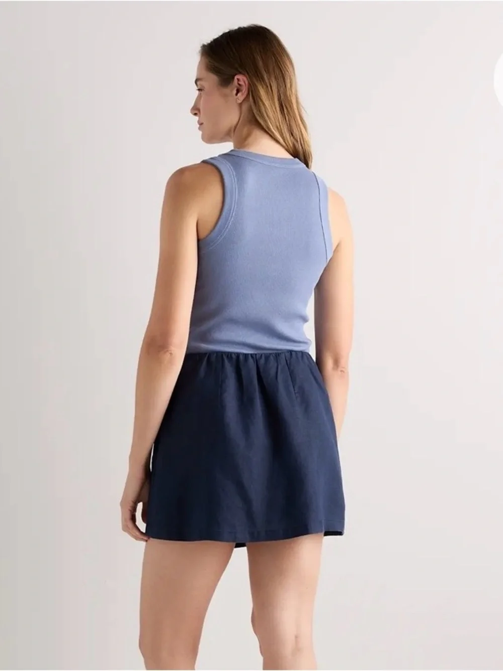 Quince 100% Linen Navy Wrap Mini Skort